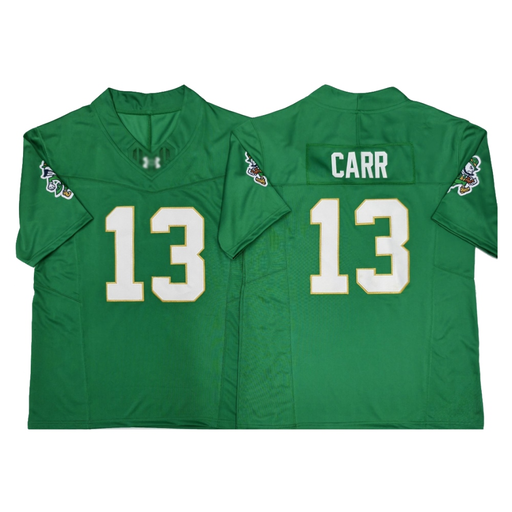 American Football Jersey | Notre Dame Fighting Irish #13 Cj Carr 2025 Gridiron Leprechaun Edition Green College Football Stitched Jersey - image 1