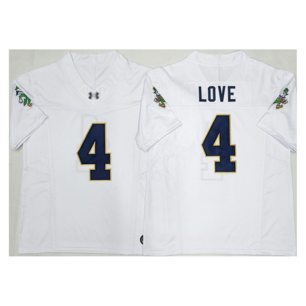 American Football Jersey | Notre Dame Fighting Irish #4 Jeremiyah Love 2025 Gridiron Leprechaun Edition White College Football Stitched Jersey - image 1