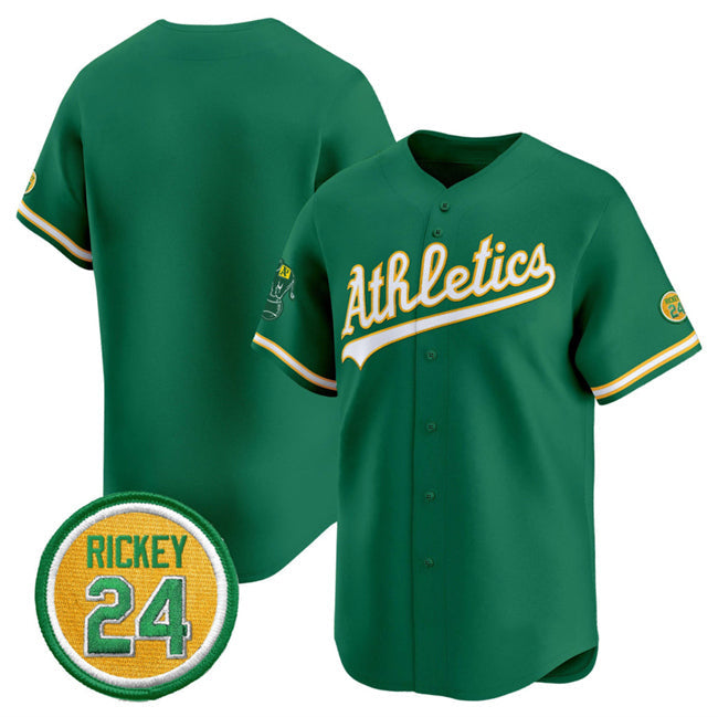 Baseball Jersey | Oakland Athletics Blank Green 2024 Limited With Rickey Henderson Patch Stitched - image 1