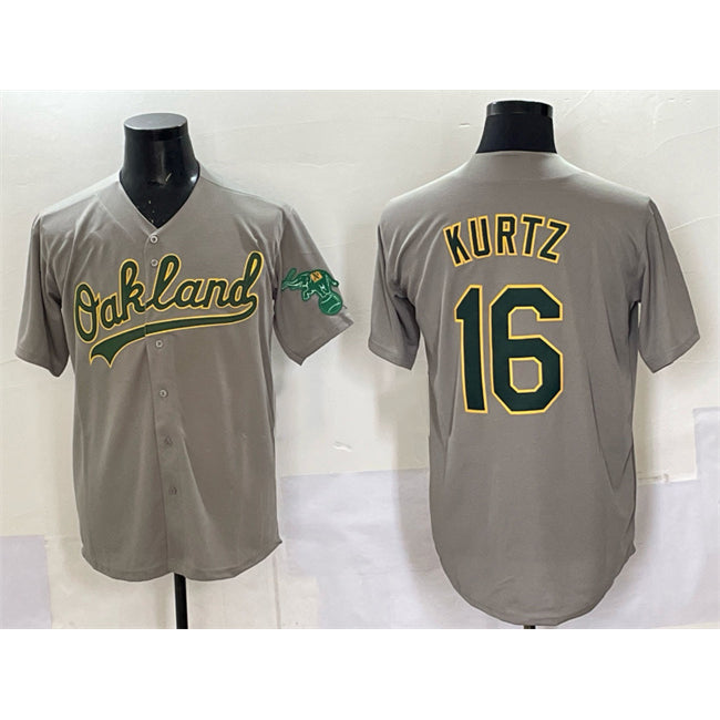 Baseball Jersey | Oakland Athletics #16 Nick Kurtz Grey Stitched - image 1