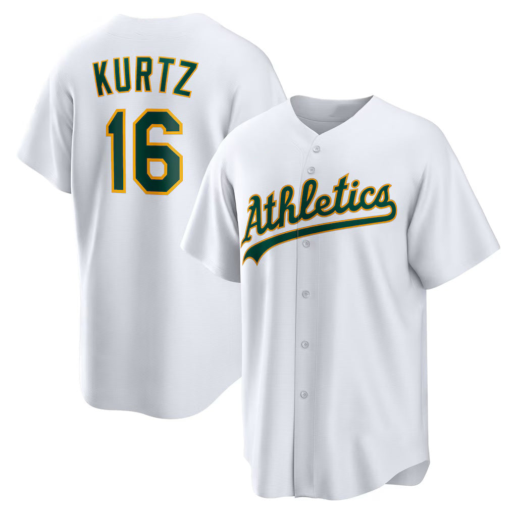 Baseball Jersey | Oakland Athletics #16 Nick Kurtz White Home Replica Player - image 1