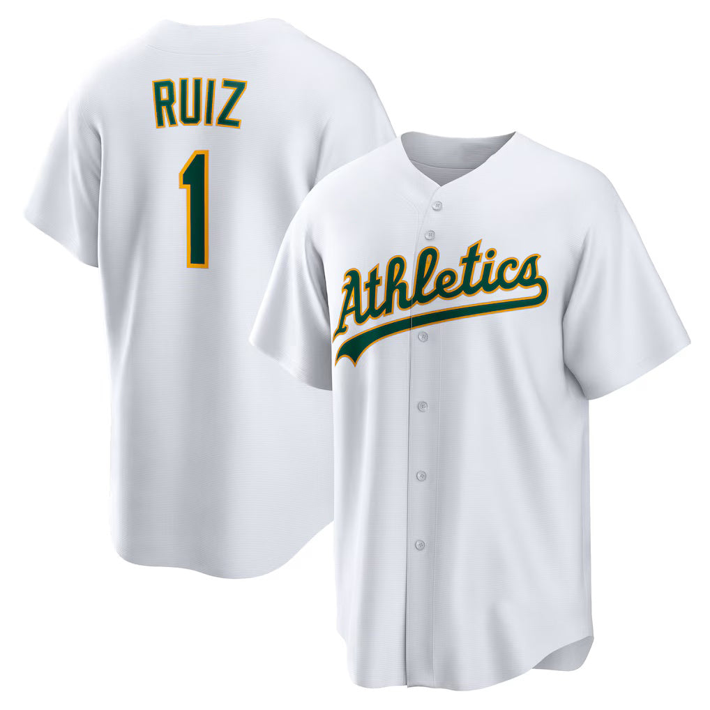 Baseball Jersey | Oakland Athletics #1 Esteury Ruiz White Home Replica - image 1