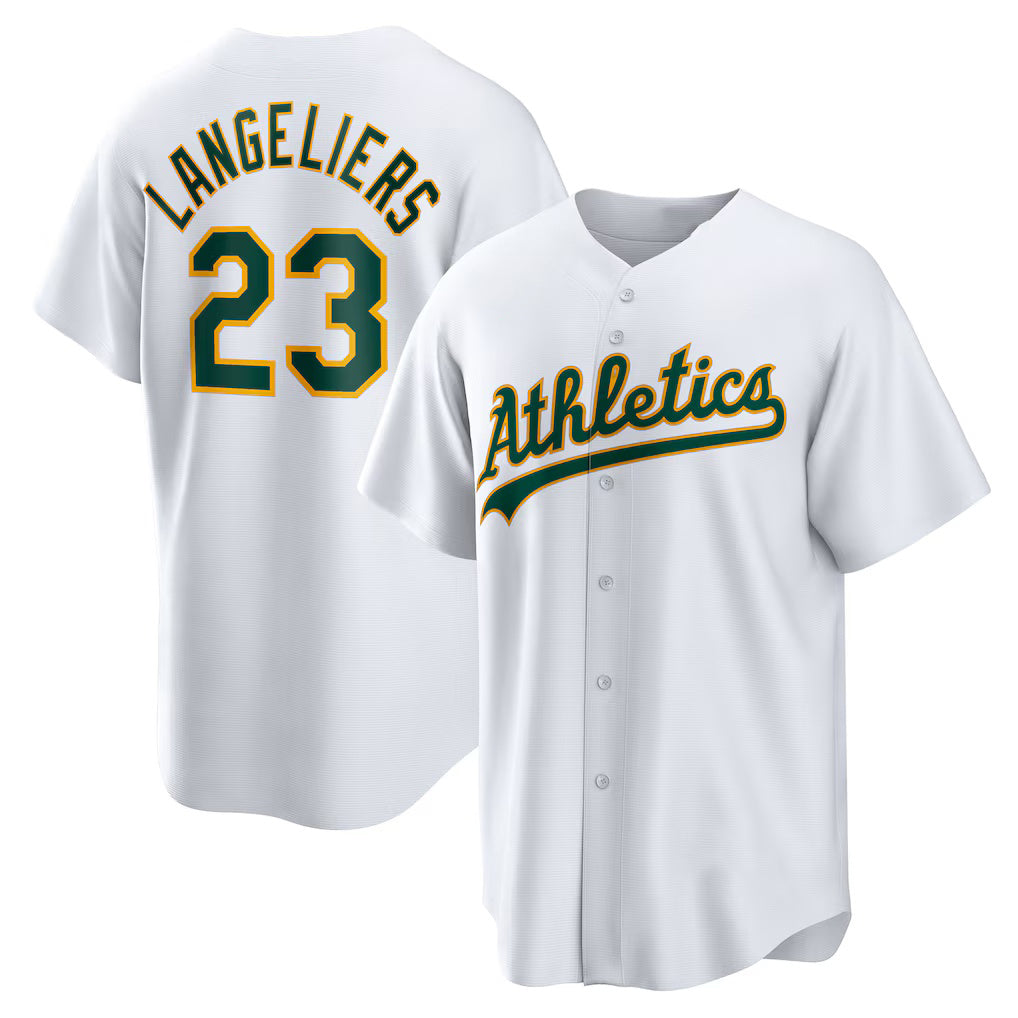 Baseball Jersey | Oakland Athletics #23 Shea Langeliers White Home Replica - image 1