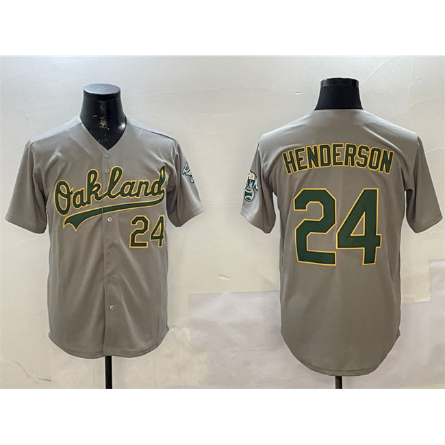 Baseball Jersey | Oakland Athletics #24 Ricky Henderson Gray With Patch Stitched - image 1