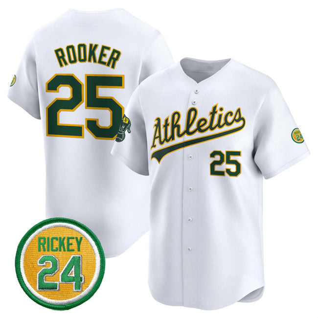 Baseball Jersey | Oakland Athletics #25 Brent Rooker White 2024 Home Limited With Rickey Henderson Patch Stitched - image 1