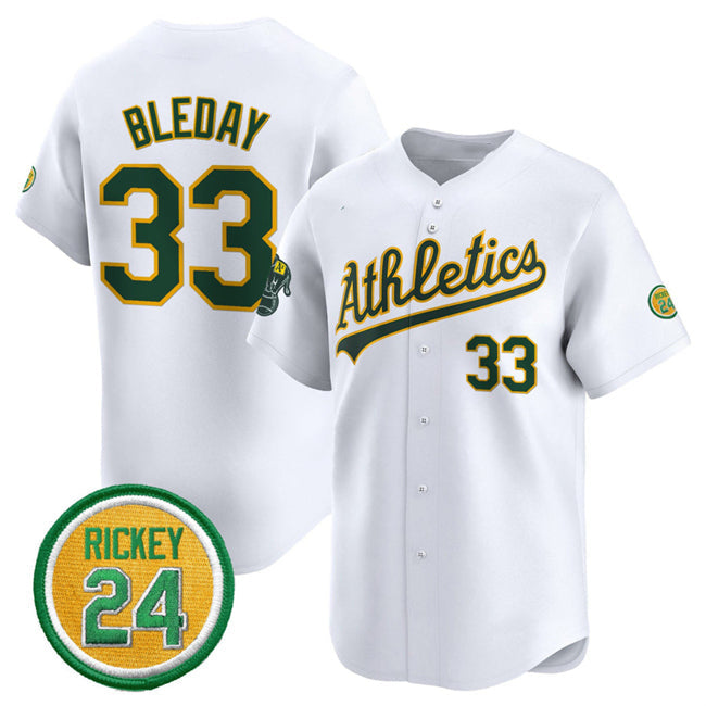 Baseball Jersey | Oakland Athletics #33 JJ Bleday White 2024 Home Limited With Rickey Henderson Patch Stitched - image 1