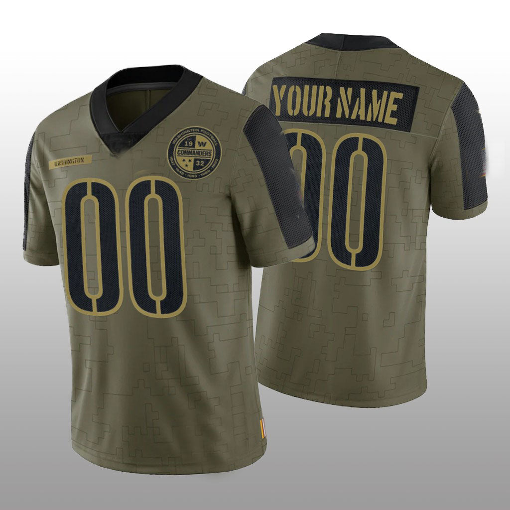 American Football Jersey | Custom W.Commanders Olive Limited Salute to Service Football Jerseys - image 1