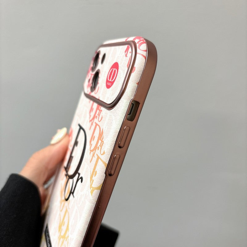 Fashion White & Brown Color Leather iPhone Case - product view 10
