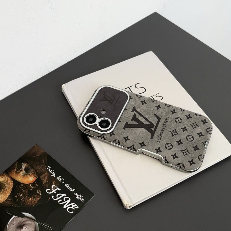 Brown & Black Color Leather iPhone Case - product view 11