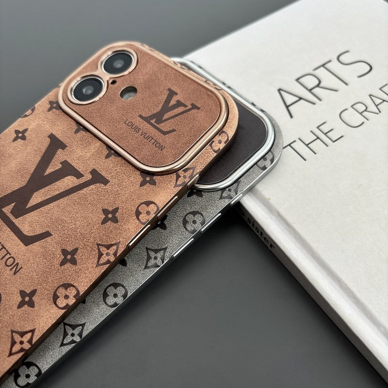 Brown & Black Color Leather iPhone Case - product view 5