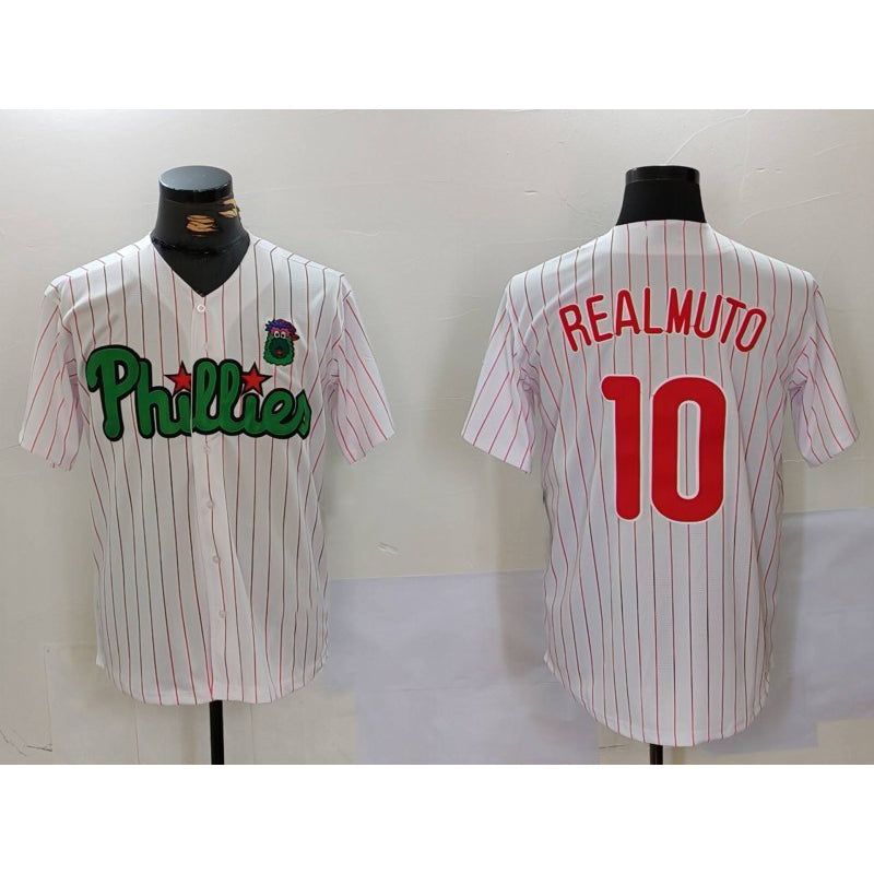 Baseball Jersey | Philadelphia Phillies #10 J.T. Realmuto White Green Stitched - image 1