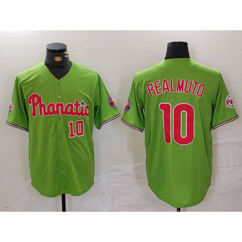 Baseball Jersey | Philadelphia Phillies #10 JT Realmuto Number Green With Patch Stitched Cool - image 1