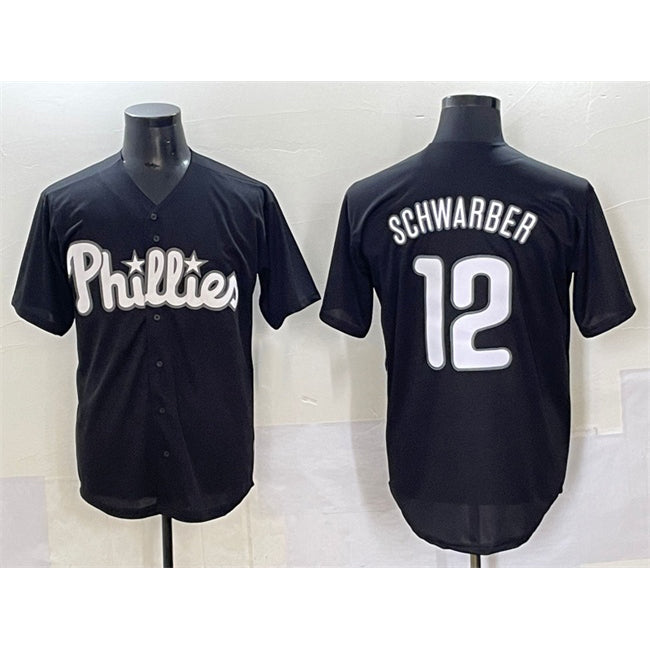 Baseball Jersey | Philadelphia Phillies #12 Kyle Schwarber Black Lights Out Limited Stitched - image 1