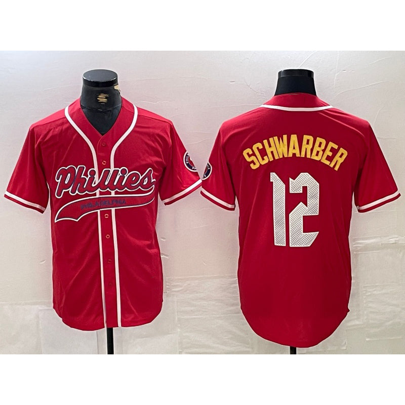 Baseball Jersey | Philadelphia Phillies #12 Kyle Schwarber Red 2024 City Connect Limited Stitched - image 1