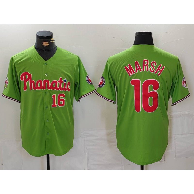 Baseball Jersey | Philadelphia Phillies #16 Brandon Marsh Number Green With Patch Stitched Cool - image 1