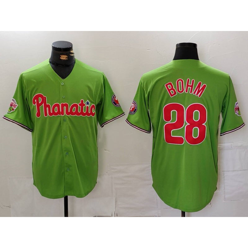 Baseball Jersey | Philadelphia Phillies #28 Alec Bohm Green With Patch Stitched Cool - image 1