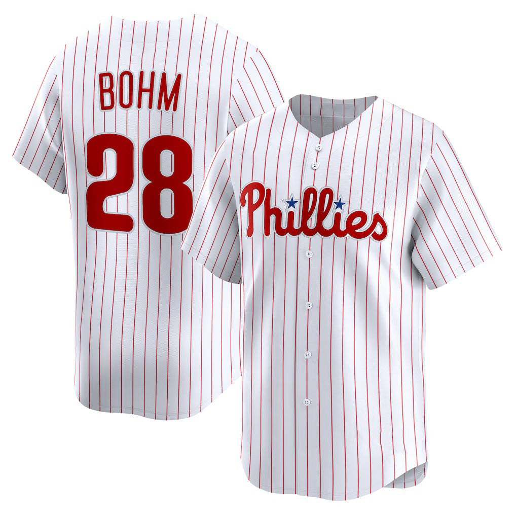 Baseball Jersey | Philadelphia Phillies #28 Alec Bohm White Home Limited Player - image 1