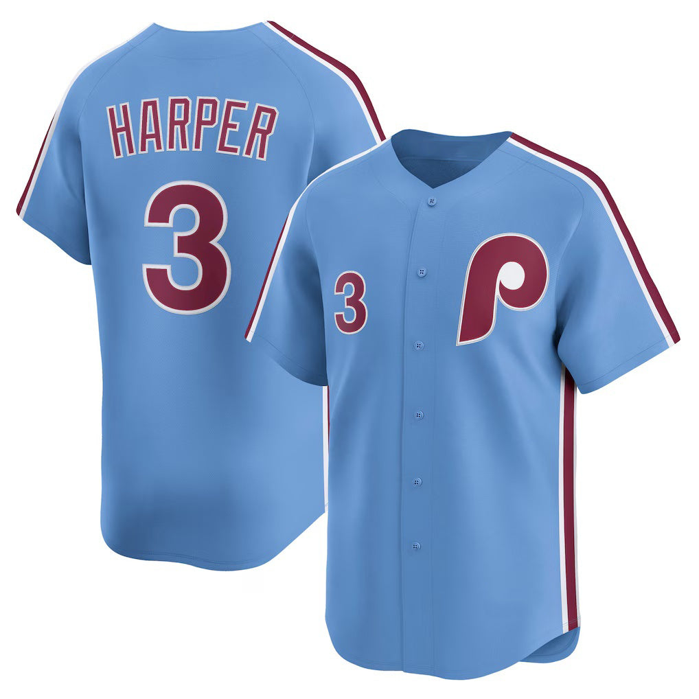 Baseball Jersey | Philadelphia Phillies #3 Bryce Harper Light Blue Alternate Limited Player - image 1