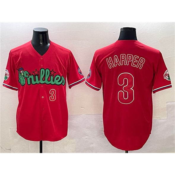 Baseball Jersey | Philadelphia Phillies #3 Bryce Harper Red Phanatic Limited Stitched - image 1
