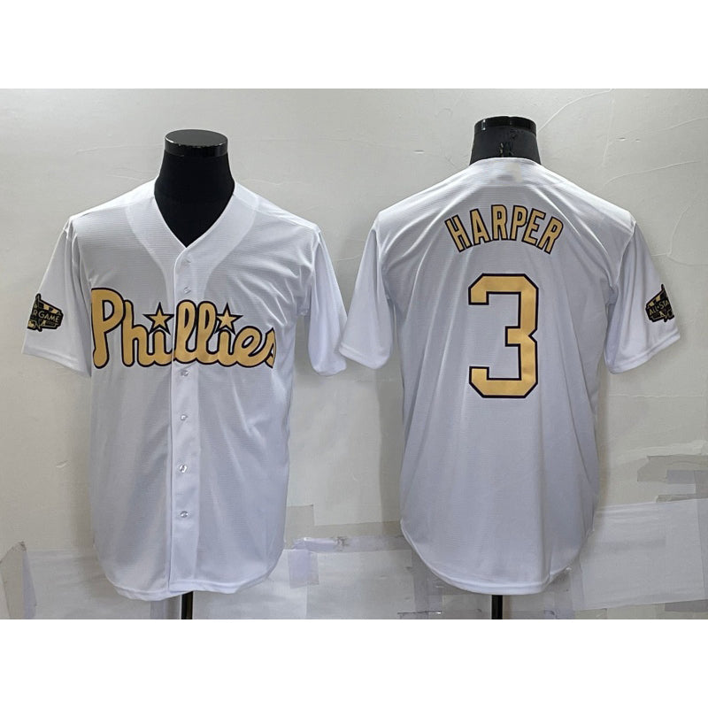 Baseball Jersey | Philadelphia Phillies #3 Bryce Harper White 2022 All Star Stitched Cool - image 1