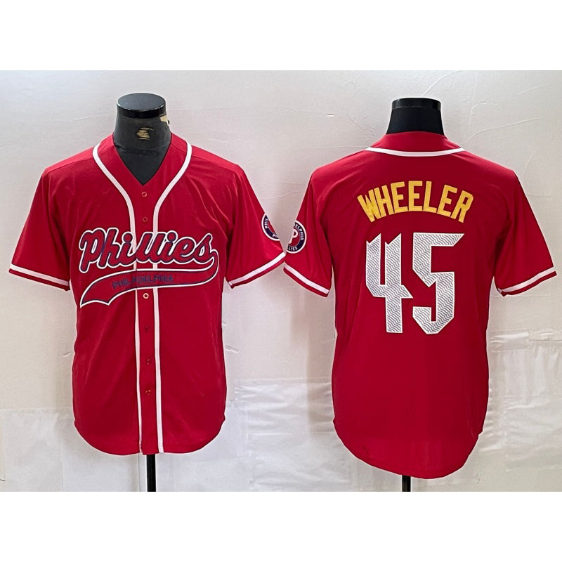 Baseball Jersey | Philadelphia Phillies #45 Zack Wheeler Red Stitched - image 1