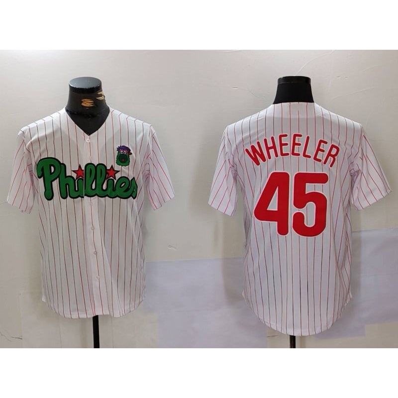 Baseball Jersey | Philadelphia Phillies #45 Zack Wheeler White Green Stitched - image 1