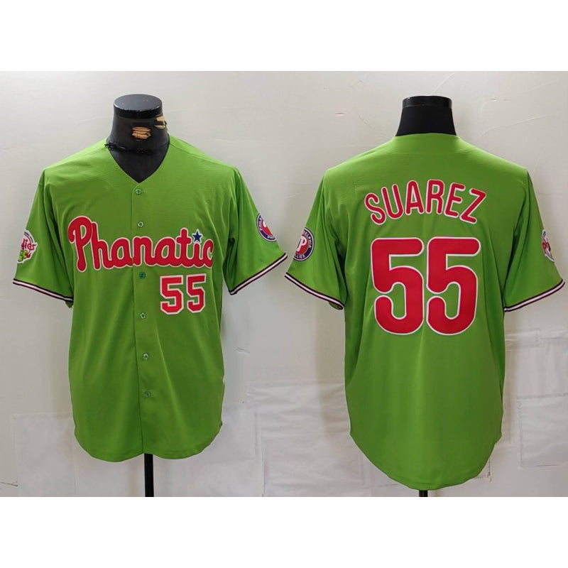 Baseball Jersey | Philadelphia Phillies #55 Ranger Suarez Number Green With Patch Stitched Cool - image 1