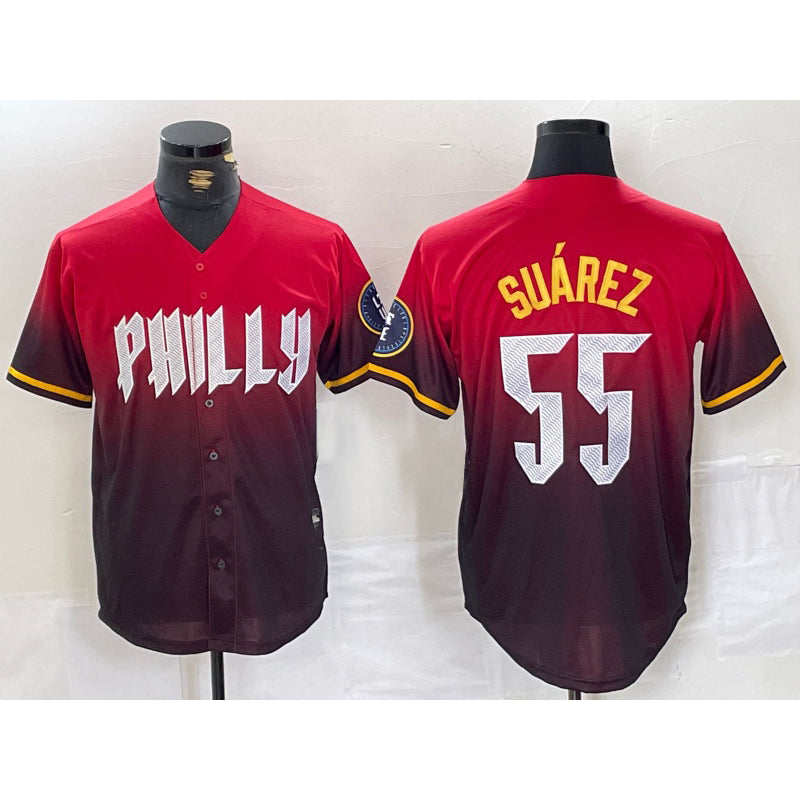 Baseball Jersey | Philadelphia Phillies #55 Ranger Suarez Red 2024 City Player Number Cool - image 1