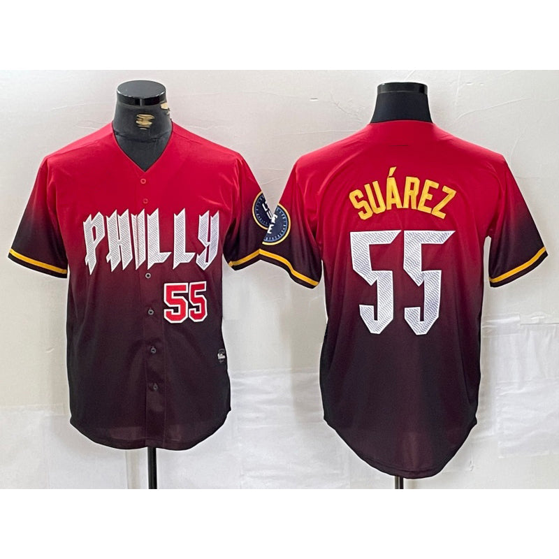 Baseball Jersey | Philadelphia Phillies #55 Ranger Suarez Red 2024 City Player Number Cool - image 1