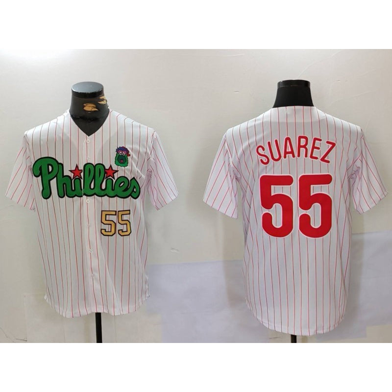 Baseball Jersey | Philadelphia Phillies #55 Ranger Suárez White Green Stitched - image 1