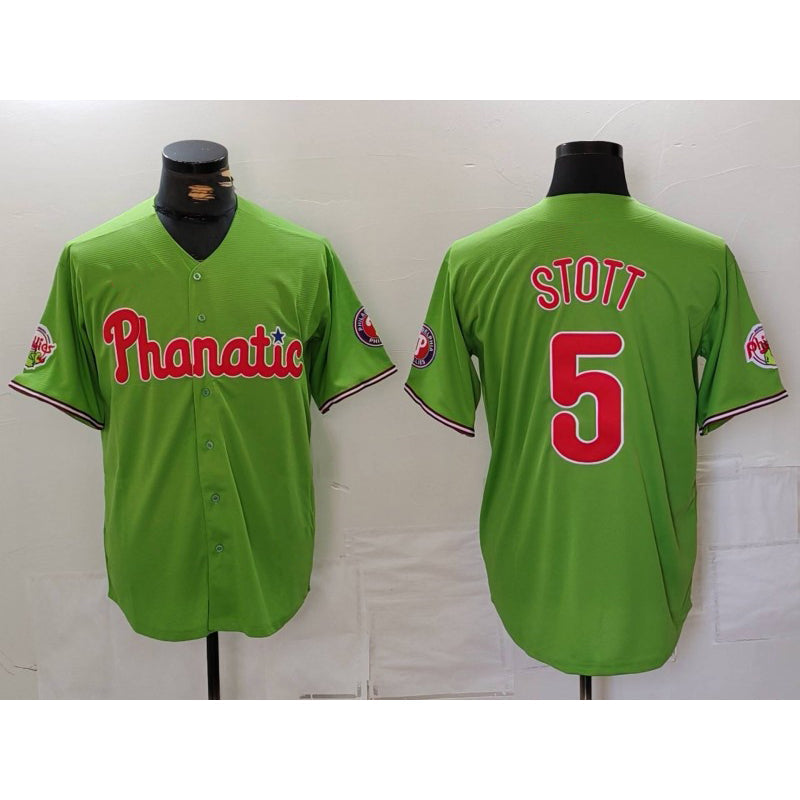 Baseball Jersey | Philadelphia Phillies #5 Bryson Stott Green With Patch Stitched Cool - image 1