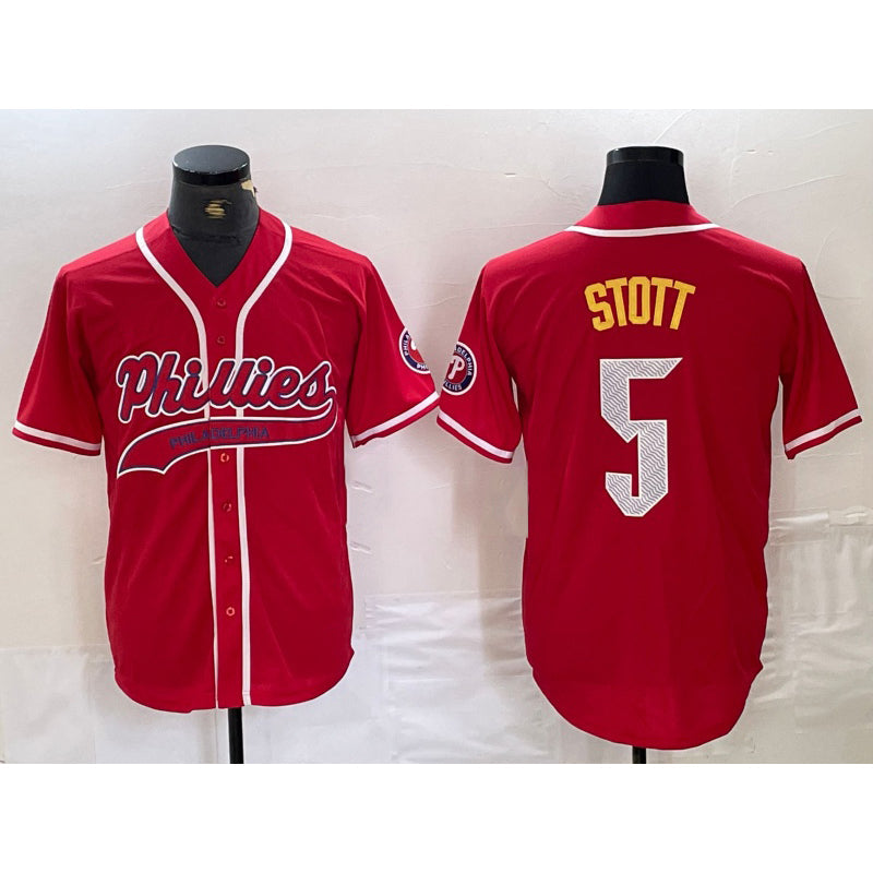 Baseball Jersey | Philadelphia Phillies #5 Bryson Stott Red Stitched - image 1