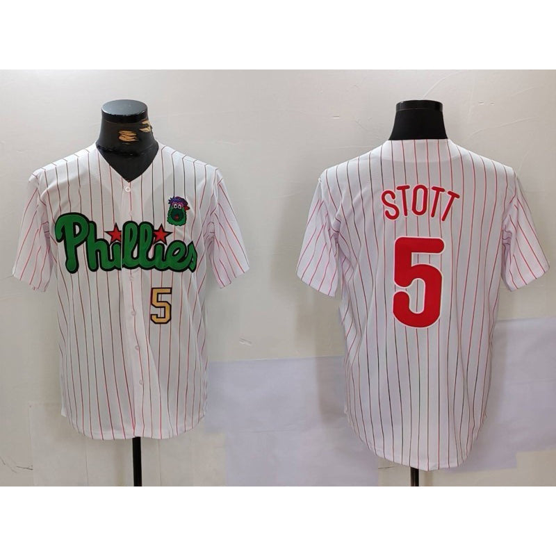 Baseball Jersey | Philadelphia Phillies #5 Bryson Stott White Green Stitched - image 1