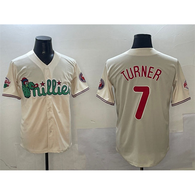 Baseball Jersey | Philadelphia Phillies #7 Trea Turner Cream Phanatic Limited Stitched - image 1