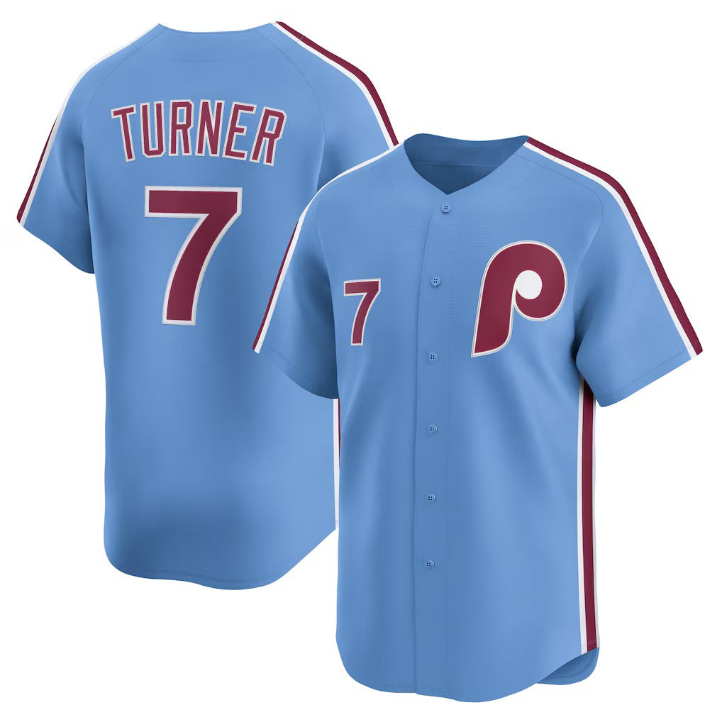 Baseball Jersey | Philadelphia Phillies #7 Trea Turner Light Blue Alternate Limited Player - image 1