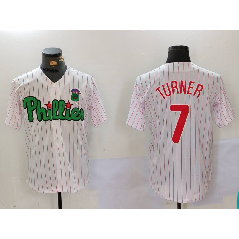 Baseball Jersey | Philadelphia Phillies #7 Trea Turner White Green Stitched - image 1