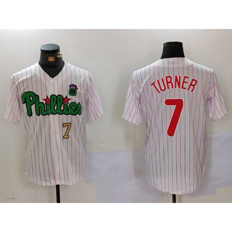 Baseball Jersey | Philadelphia Phillies #7 Trea Turner White Green Stitched - image 1
