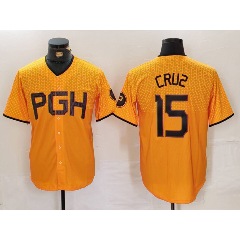 Baseball Jersey | Pittsburgh Pirates #15 Oneil Cruz Yellow 2023 City Connect Stitched - image 1