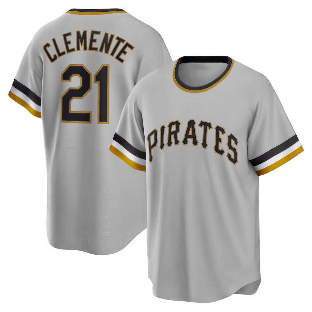 Baseball Jersey | Pittsburgh Pirates #21 Roberto Clemente Gray Road Cooperstown Collection Player - image 1