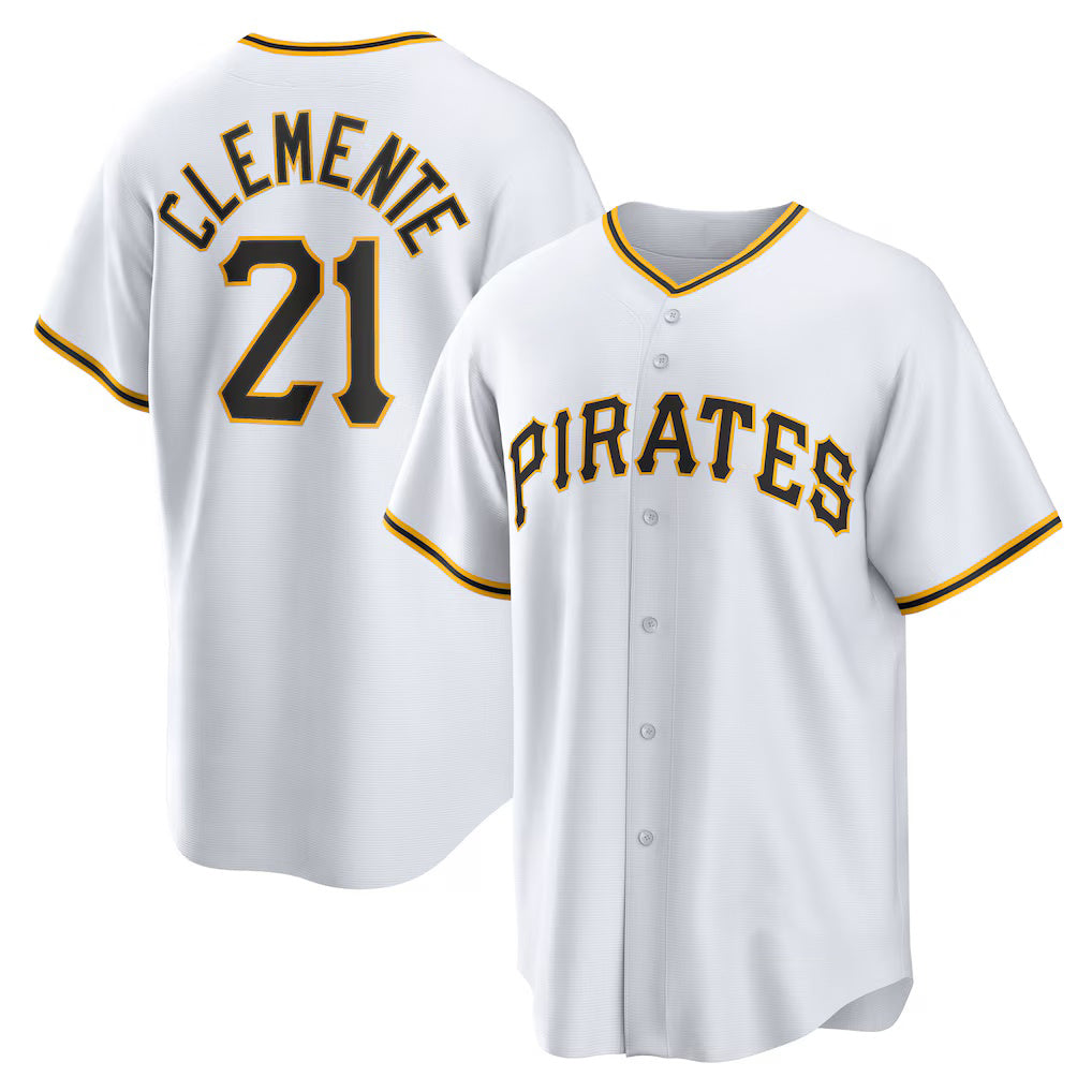 Baseball Jersey | Pittsburgh Pirates #21 Roberto Clemente White Home Replica Player Name - image 1