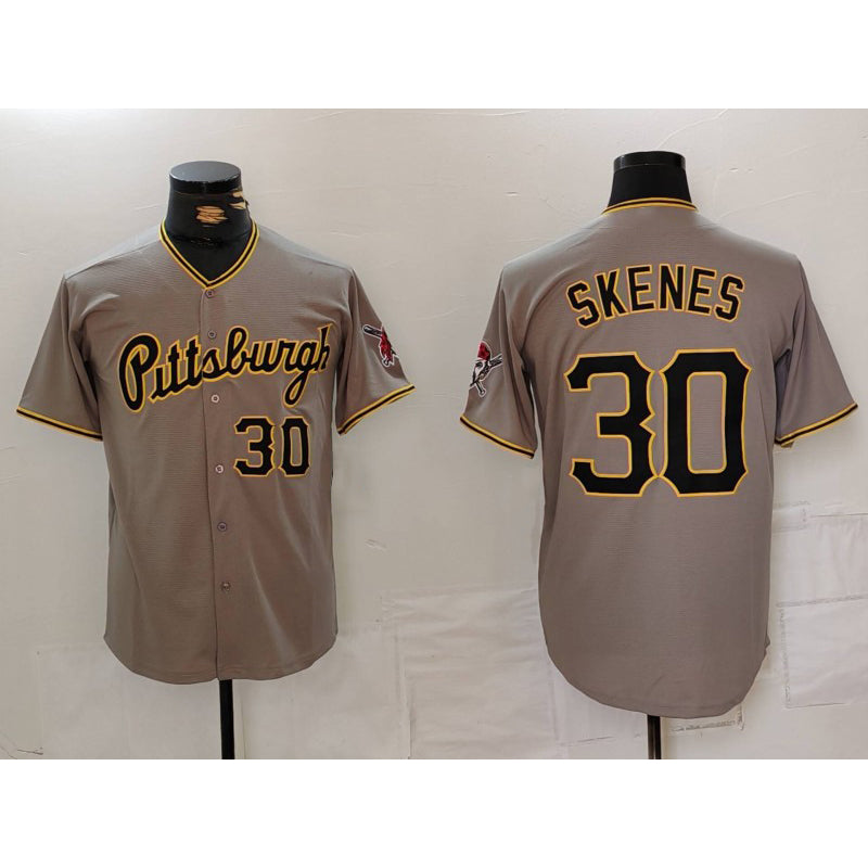 Baseball Jersey | Pittsburgh Pirates #30 Paul Skenes Number Grey Stitched - image 1