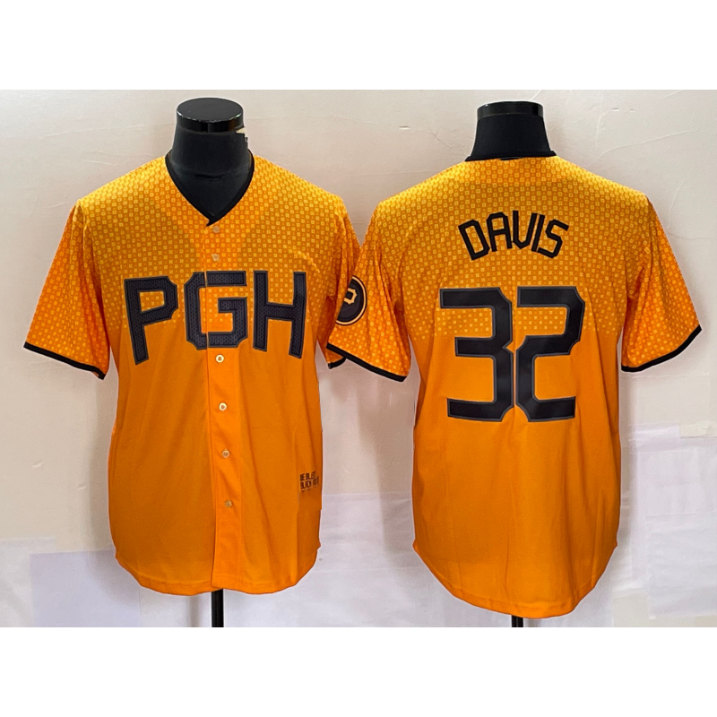 Baseball Jersey | Pittsburgh Pirates #32 Henry Davis Yellow 2023 City Connect Stitched - image 1