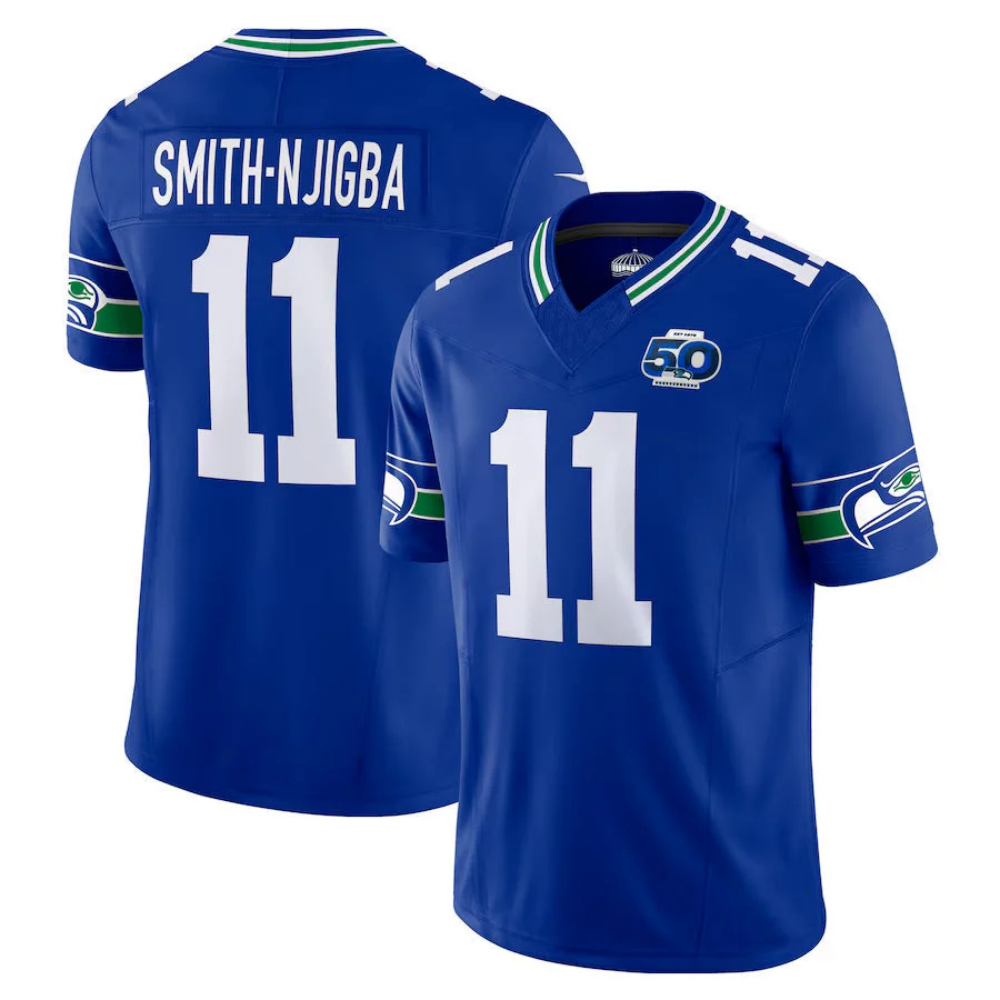 American Football Jersey | S.Seahawks #11 Jaxon Smith-Njigba Royal Vapor F.U.S.E Limited 50th Anniversary Football Stitched Jersey - image 1