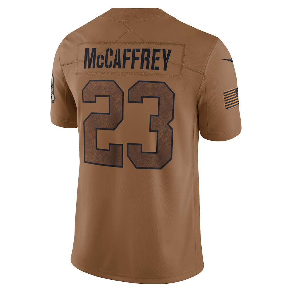 American Football Jersey | SF.49ers #23 Christian McCaffrey Brown Salute To Service Limited Football Stitched Jersey - image 1