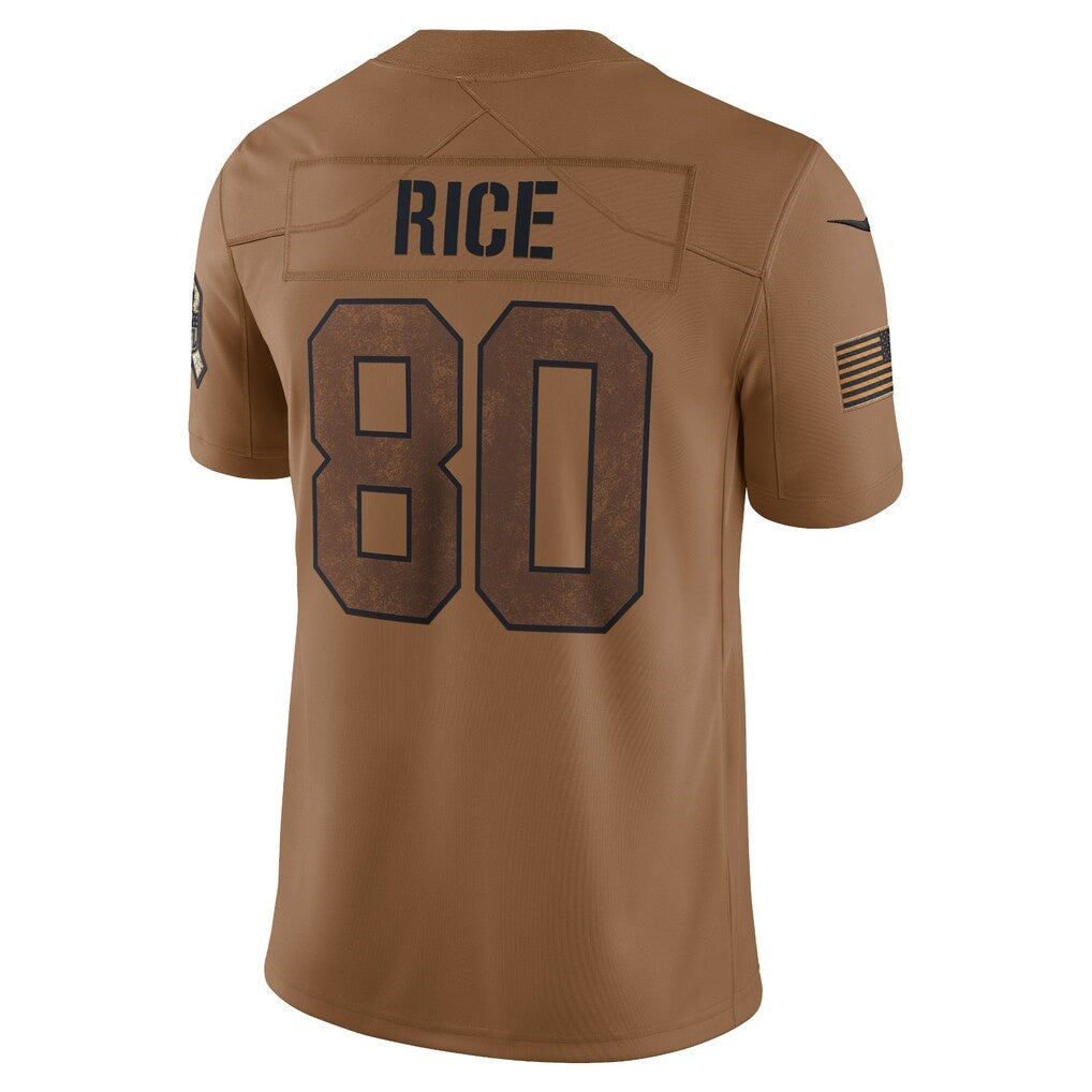 American Football Jersey | SF.49ers #80 Jerry Rice Brown Salute To Service Retired Player Limited Football Stitched Jersey - image 1