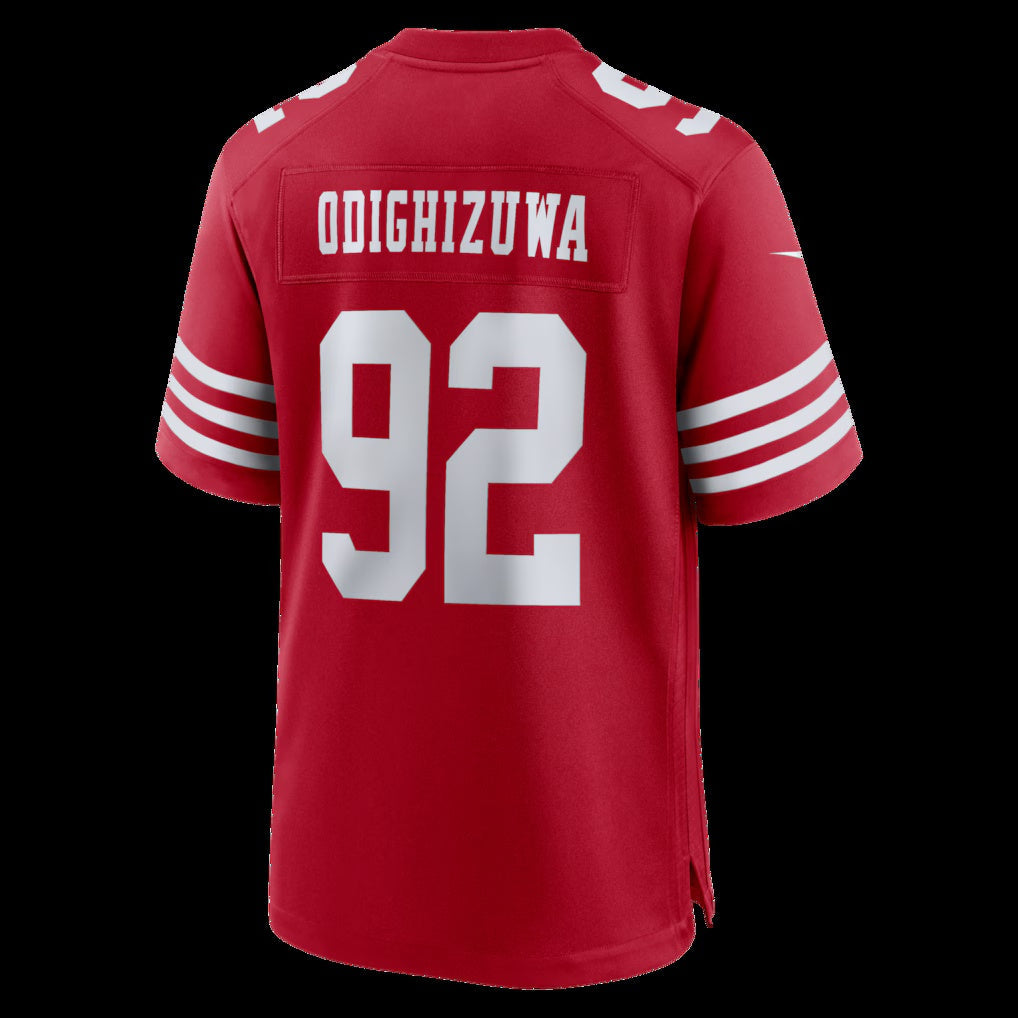 American Football Jersey | SF.49ers #92 Osa Odighizuwa Scarlet Team Game Jersey - image 1
