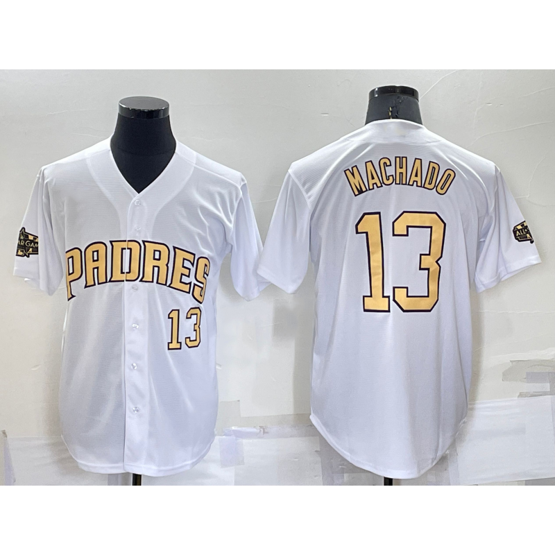Baseball Jersey | San Diego Padres #13 Manny Machado Number White 2022 All Star Stitched Cool - image 1