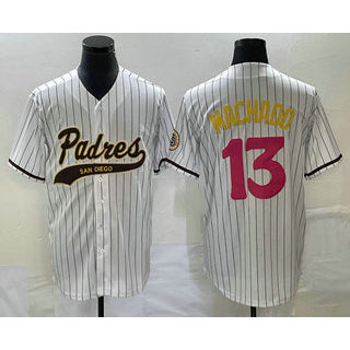 Baseball Jersey | San Diego Padres #13 Manny Machado White Pinstripe 2023 City Connect Stitched - image 1