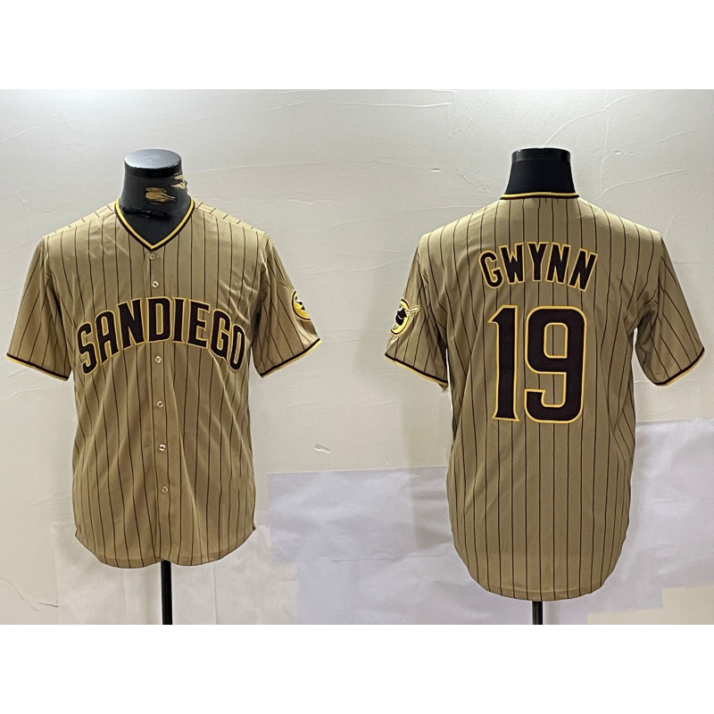 Baseball Jersey | San Diego Padres #19 Tony Gwynn Khaki Team Logo Cool - image 1