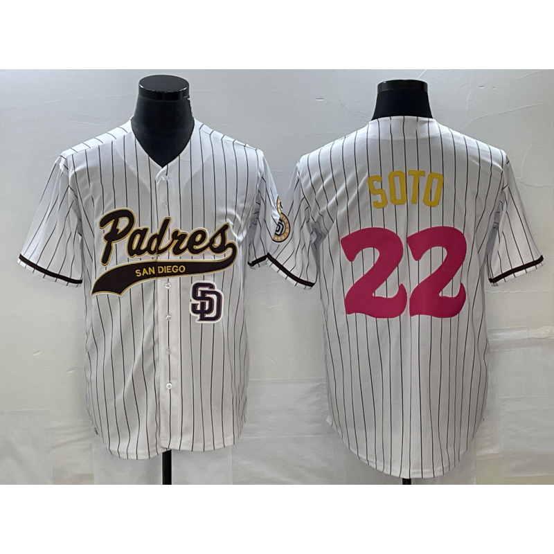 Baseball Jersey | San Diego Padres #22 Juan Soto White Pinstripe 2023 City Connect Stitched - image 1